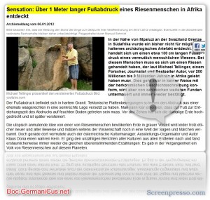 Sensation: Über 1 Meter langer Fußabdruck eines Riesenmenschen in Afrika entdeckt