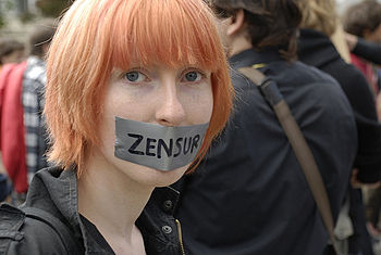 English: A protester against censorship (Berli... English: A protester against censorship (Berli...